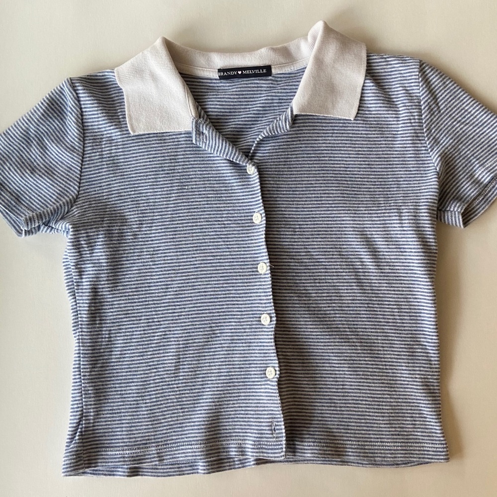 Brandy Melville Caroline Blue/White Stripe Shirt